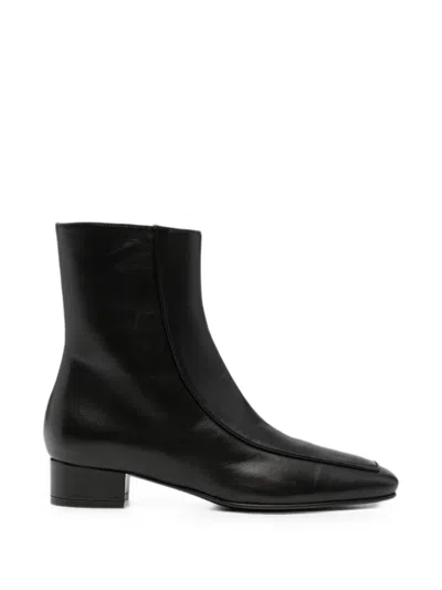 Herbert Levine Shadow Ban Square-toe Leather Ankle Boots In Black