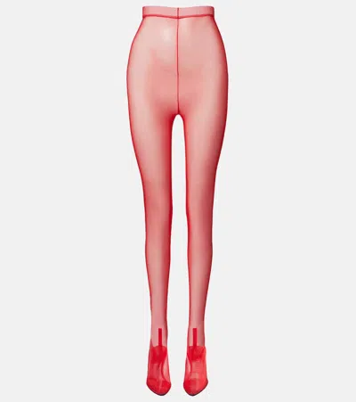 Herbert Levine Sheer Perfection Mesh Over-the-knee Boots In Red