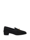 Herbert Levine Ball-embellished Suede Loafers In Black