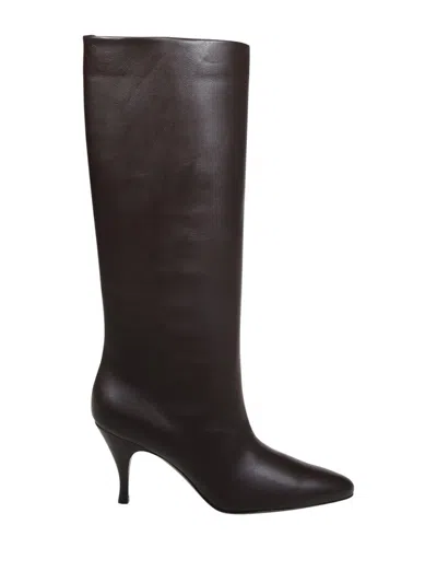 Herbert Levine Stiletto-heel Leather Knee-high Boots In Animal Print