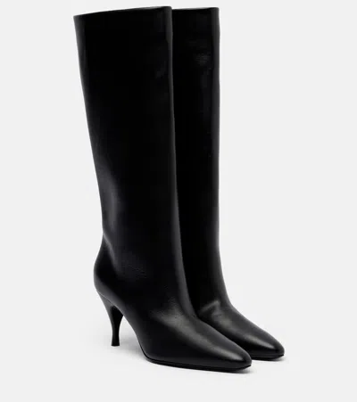 Herbert Levine Silhouette Leather Knee-high Boots In Black