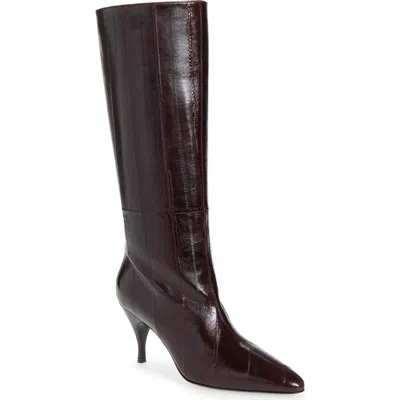 Herbert Levine Silhouette Pointed Toe Eelskin Boot In Brown