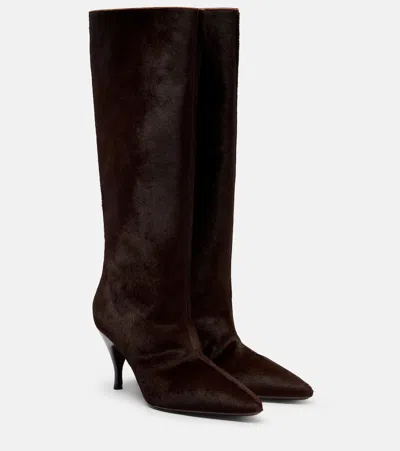 Herbert Levine Silhouette Suede Knee-high Boots In Brown