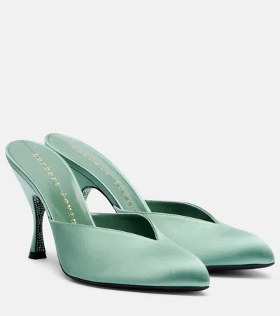 Herbert Levine Sitting Pretty 95 Satin Mules In Green