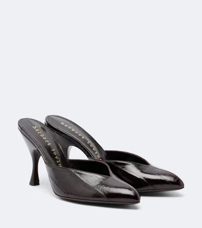 Herbert Levine Sitting Pretty Leather Mules In Brown