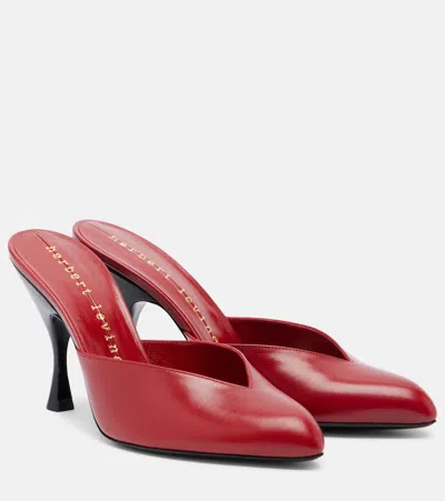 Herbert Levine Sitting Pretty Leather Mules In Red