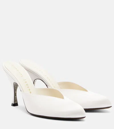 Herbert Levine Sitting Pretty Satin Mules In White