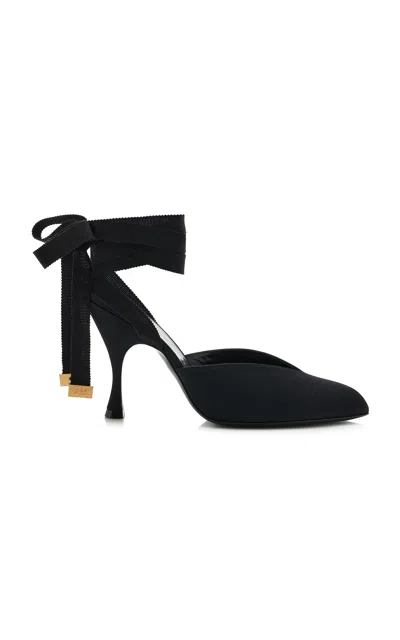Herbert Levine Sitting Pretty Silk-faille Lace-up Mules In Black
