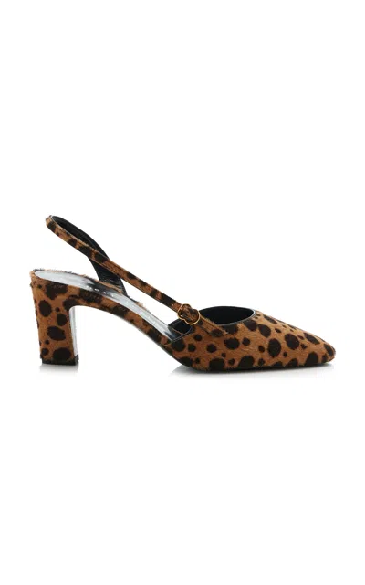 Herbert Levine Sk Around Leopard-print Pony Hair Pumps In Brown