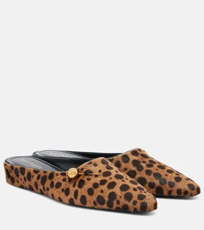 Herbert Levine Sleep On It Cheetah-print Calf Hair Mules In Brown