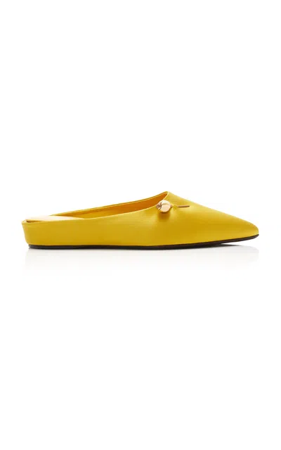 Herbert Levine Sleep On It Satin Mules In Yellow