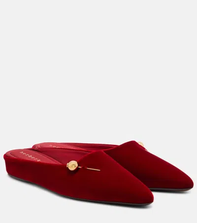 Herbert Levine Sleep On It Velvet Wedge Mules In Red
