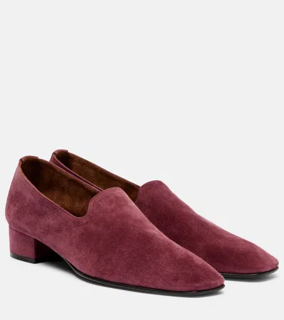 Herbert Levine Soft Touch Suede Loafers In Burgundy