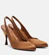 Herbert Levine Star Dust 85 Embellished Satin Slingback Pumps In Brown