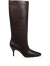 Herbert Levine Stiletto-heel Leather Knee-high Boots In Animal Print