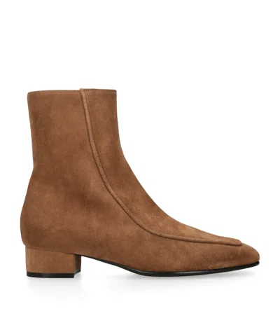 Herbert Levine Suede Shadow Ban Ankle Boots 30 In Black