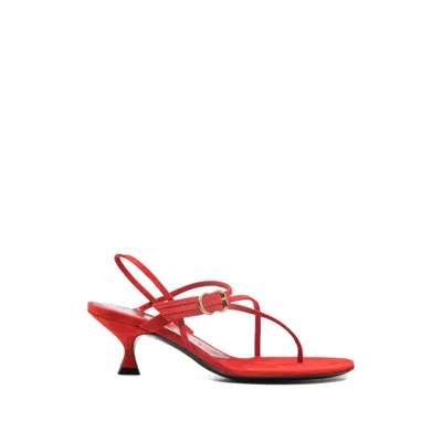 Herbert Levine Suede Slingback Heels In Red