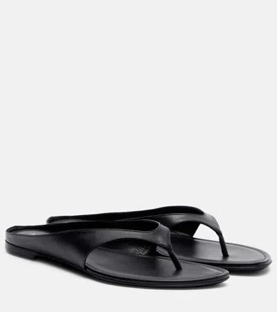Herbert Levine Sun-kissed Leather Thong Sandals In Black