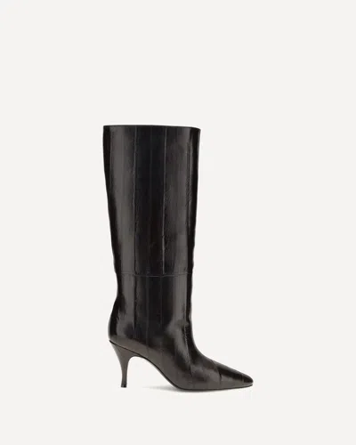 Herbert Levine Tall Leather Boots In Black