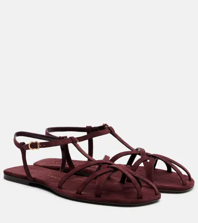 Herbert Levine The Catch Suede Sandals In Burgundy