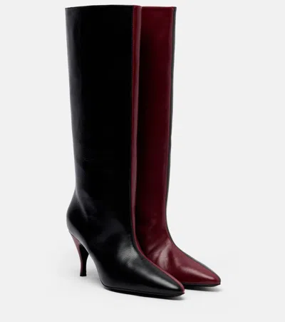 Herbert Levine Two Faced Leather Knee-high Boots In Burgundy