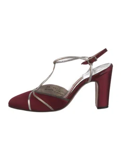 Pre-owned Herbert Levine Vintage 1960's T-strap Pumps In Burgundy