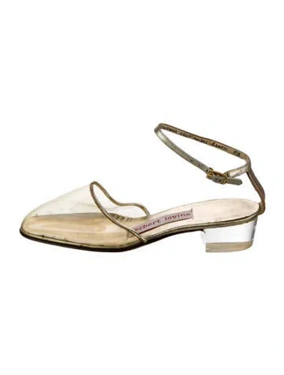 Pre-owned Herbert Levine Vintage 1970's Slingback Pumps In Gold