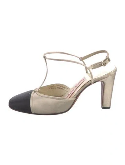 Pre-owned Herbert Levine Vintage 1970's Slingback Pumps In Neutral