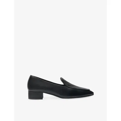 Herbert Levine Leather Fair And Square Heeled Loafers 30 In Black