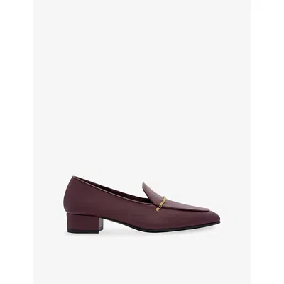 Herbert Levine Womens Wine Fair And Square Leather Loafers Eur 39 / 6 Uk In Burgundy
