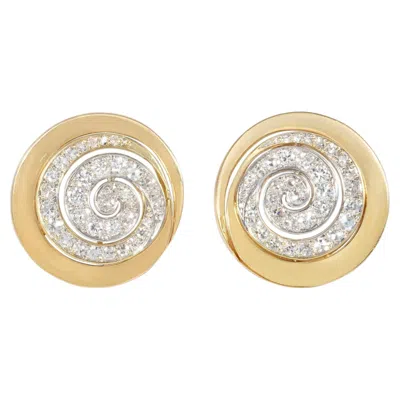 Pre-owned Herbert Rosenthal Gold And Diamond Swirl Earrings In Multi