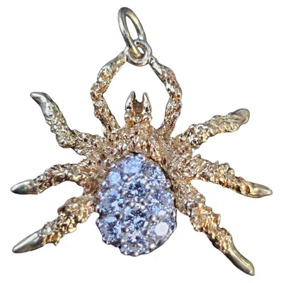 Pre-owned Herbert Rosenthal Spider Pendant 18k Yellow Gold Pave Diamonds Rare 4.3g 1" Wide