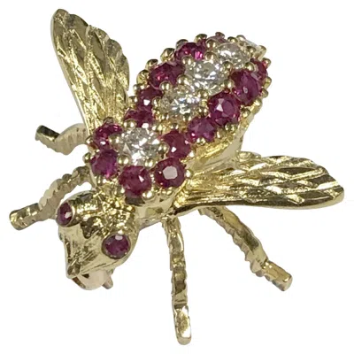 Pre-owned Herbert Rosenthal Yellow Gold Diamond Ruby Bee Brooch