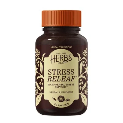 Herbs Etc. Stress Releaf Herbal Relaxation Supplement, 60 Softgels In Transparent