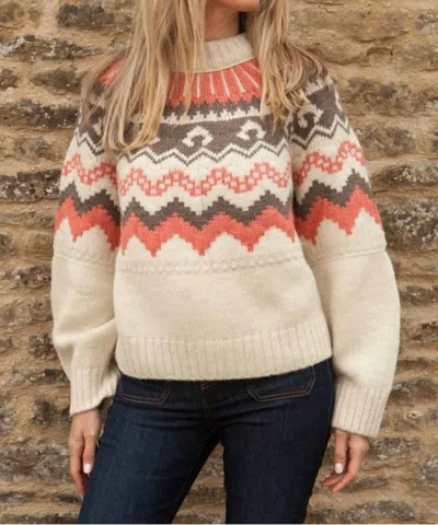 Herd Fleetwood Jumper In Ecru With Shrimp In Multi