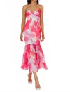 Here Comes The Sun Floral Midi Dress In Pink In Pink