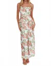 Here Comes The Sun Jerica Ruffle Waist Floral Maxi Dress In White/blush In White