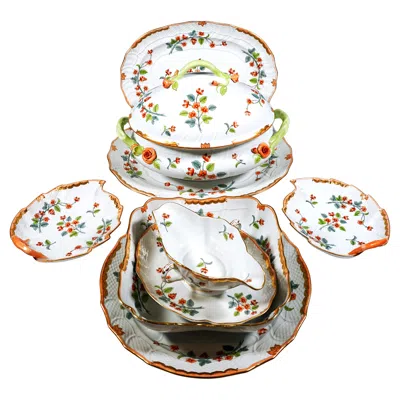 Pre-owned Herend 44 Pieces Windsor Flowers ' Livia ' Dinner Set For 12 Persons,  Hungary In Sand
