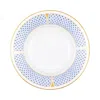 Herend Art Deco Blue Rim Soup Plate In Blue