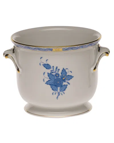 Herend Chinese Bouquet Blue Small Cache Pot In Multi
