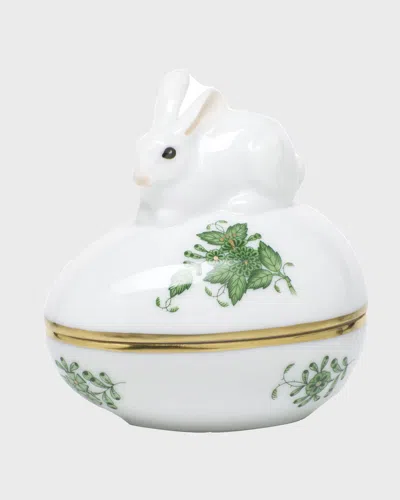 Herend Chinese Bouquet Egg Bonbon With Bunny In Green