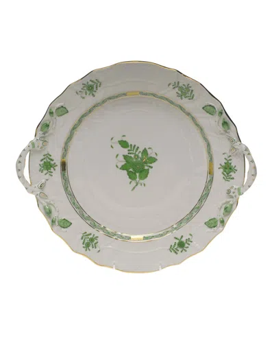 Herend Chinese Bouquet Green Chop Plate With Handles
