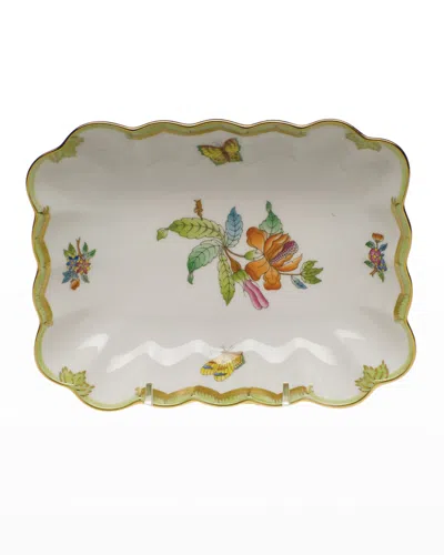 Herend Chinese Bouquet Oblong Dish In White