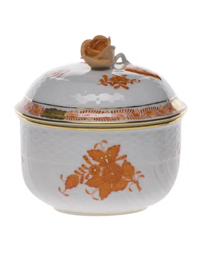 Herend Chinese Bouquet Rust Sugar Bowl In Multi