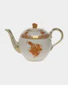 Herend Chinese Bouquet Rust Teapot With Butterfly