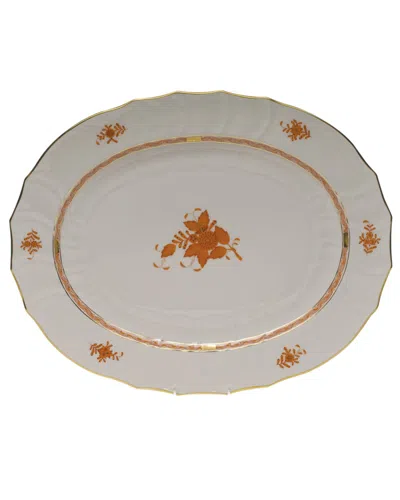 Herend Chinese Bouquet Rust Turkey Platter In White