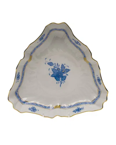 Herend Chinese Bouquet Triangle Vegetable Dish In Blue