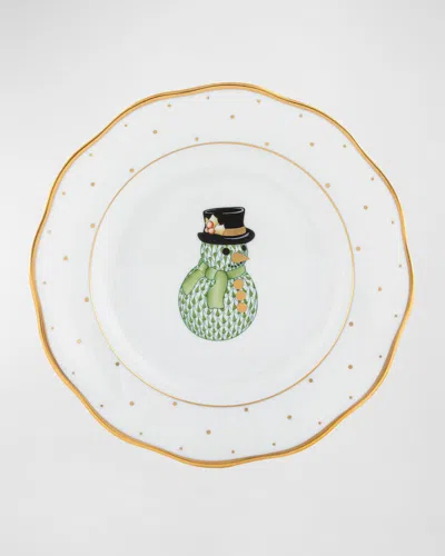 Herend Christmas Dessert Plate In Green