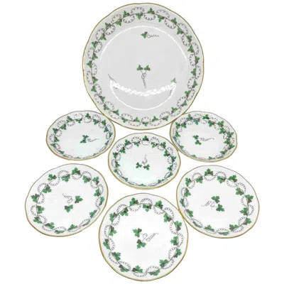 Pre-owned Herend Collection Of 7 Plates  Hungary Porcelain Wall Decoration Ready To Hang In Gray