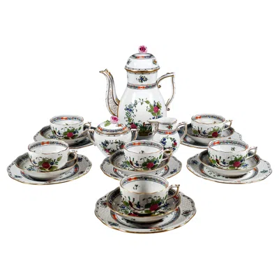 Pre-owned Herend Fleurs Des Indes Coffee & Dessert Set For 6 Persons,  Hungary 20th Century In Gray